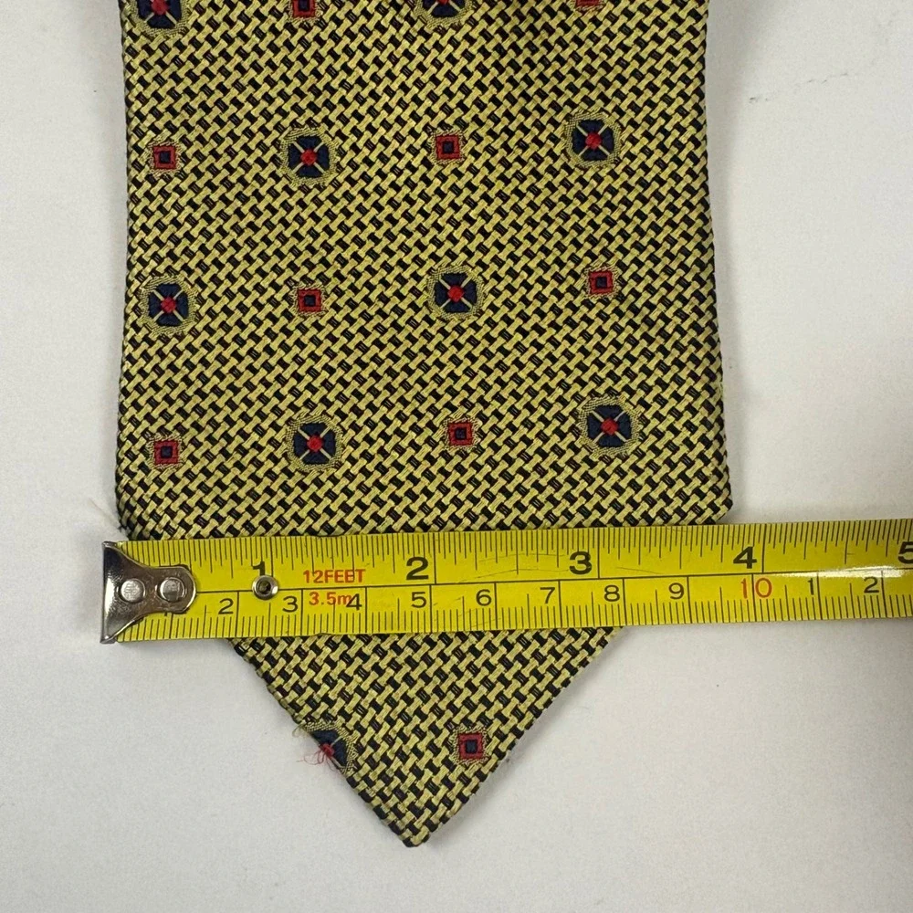 Ermenegildo Zegna Tie Mens OS Gold Silk Geometric Medallion Made in Italy 0188